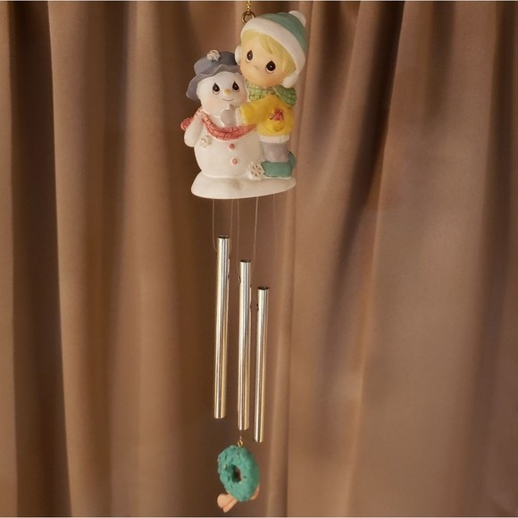 Precious Moments Girl / Snowman Wind Chime / Ornament 1999 Collection - Picture 4 of 10